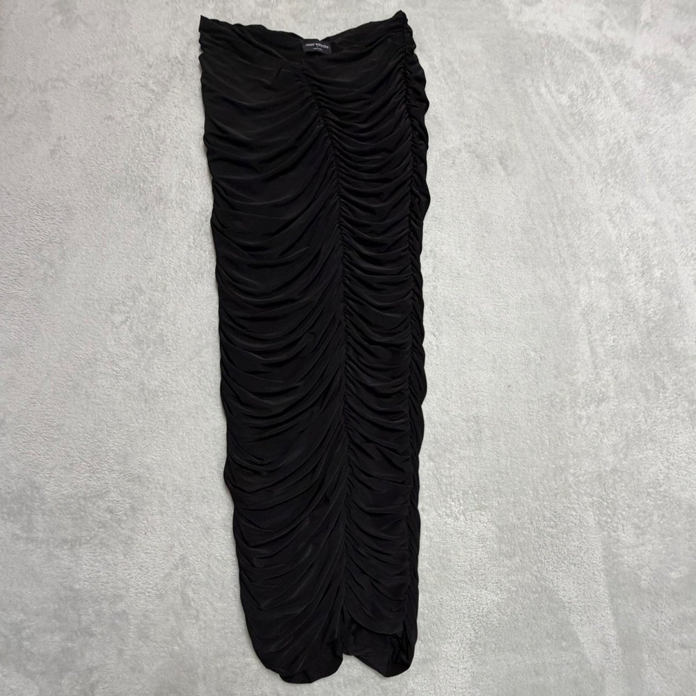 Naked Wardrobe Ruched Dress Womens Large Black Bodycon Sexy Chic Night Out
